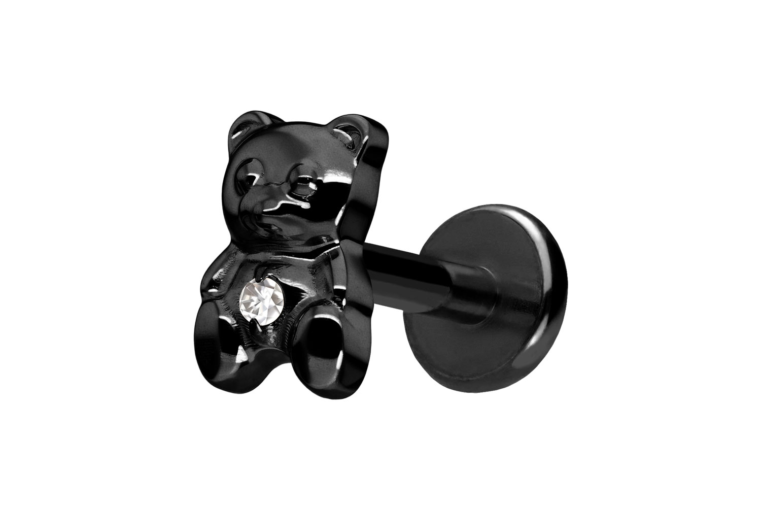 Titan Labret Piercing mit Push Fit TEDDYBÄR